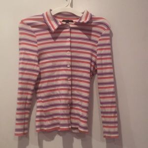 Delia’s striped button up top